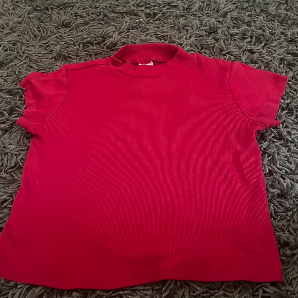 Cute Red Ribbed Top